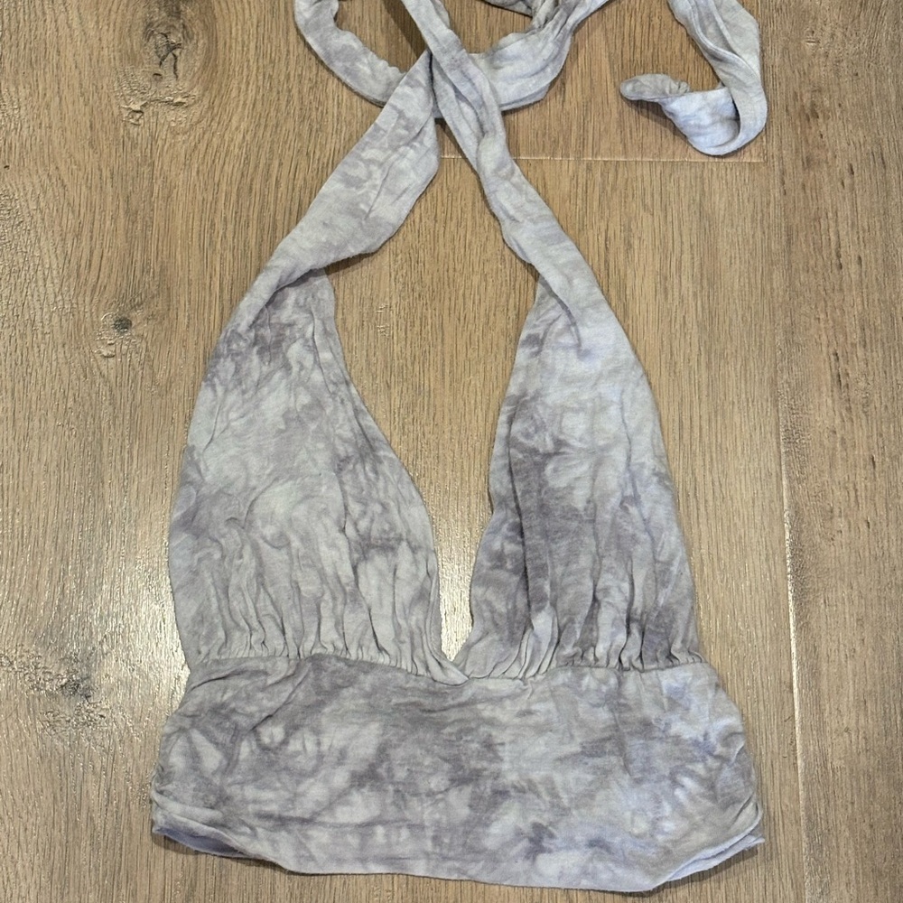 Gray Tie-Dye Halter Top